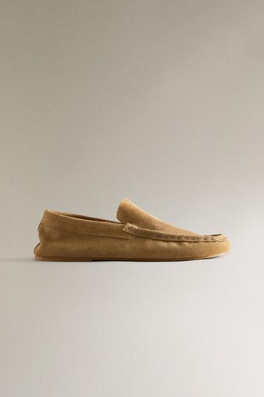 MOCASSINS CROÛTE DE CUIR - Beige de Zara - Image 1