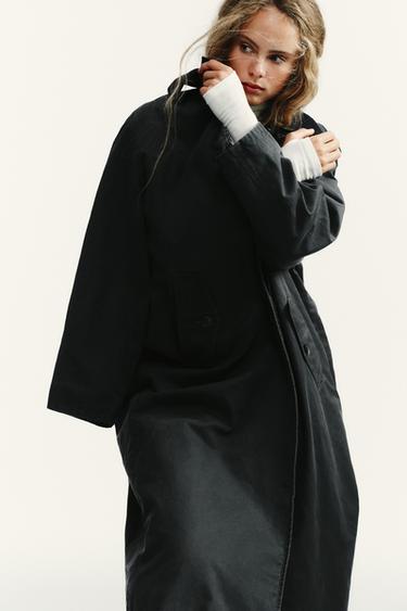 WAXED TRENCH COAT WITH CORDUROY COLLAR - Anthracite grey by Zara - Image 5