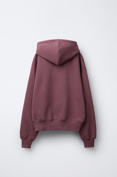 SWEAT À CAPUCHE AVEC INSCRIPTION BRILLANTE - Rose de Zara - Image 1