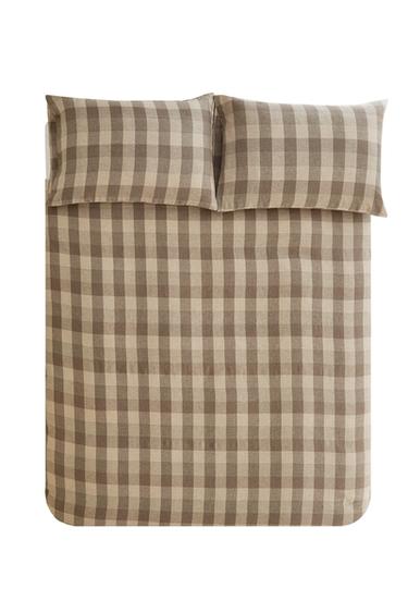 Zara LINEN CHECK DUVET COVER - Brown