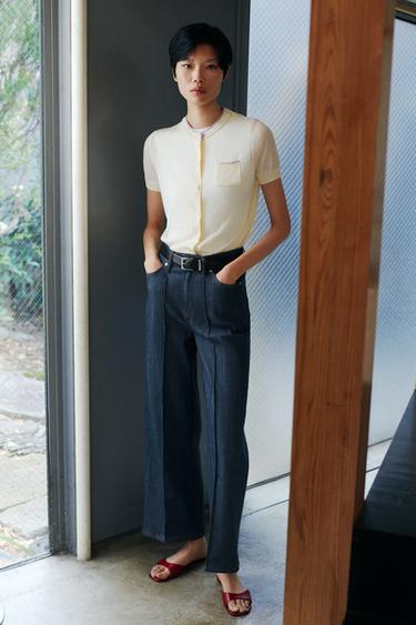 ZW COLLECTION ワイドレッグハイウエストデニムパンツインディゴブルーZaraのZW COLLECTION ワイドレッグハイウエストデニムパンツ - インディゴブルー 