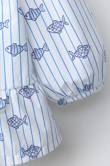 STRIPED SHIRT WITH FISH PRINT - Blue by Zara - Image 3