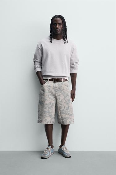PAISLEY PRINT BAGGY FIT BERMUDA SHORTS - Light blue by Zara