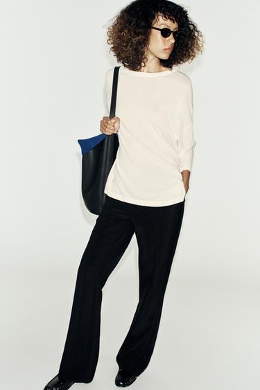 TOP EN MAILLE À MANCHES 3/4 - Blanc de Zara
