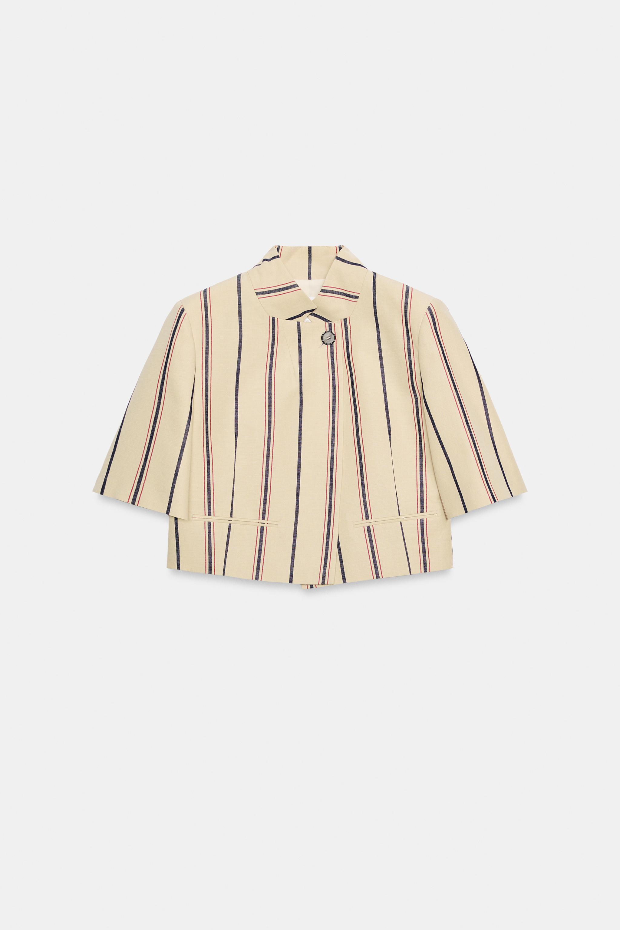 Zara ZW COLLECTION CROPPED STRIPED BLAZER — фото 7