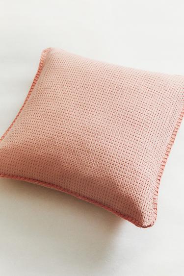 KIDS WAFFLE THROW PILLOW COVER — Pink 1