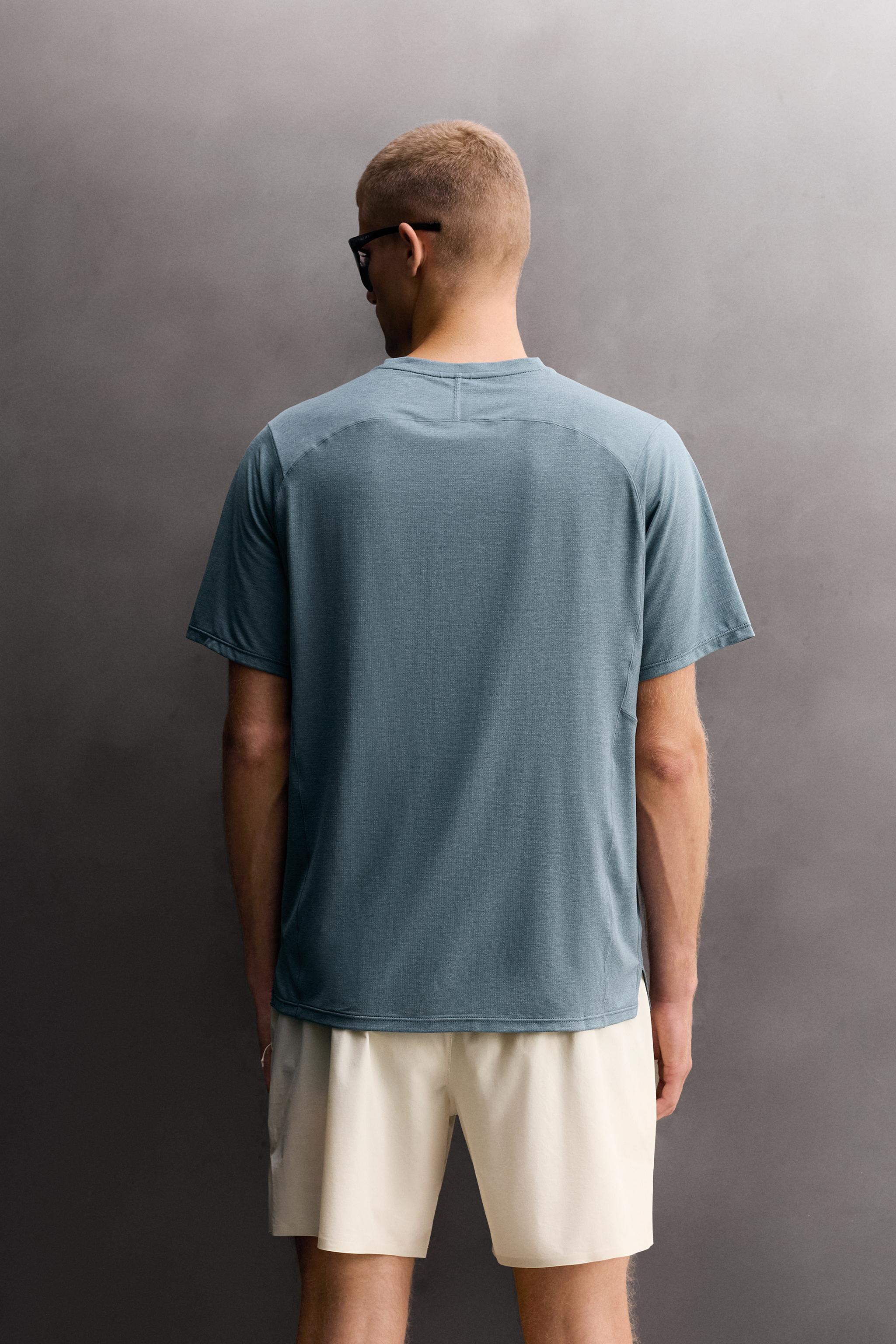 Мужские футболки Zara TEXTURED TECHNICAL T-SHIRT — фото 3