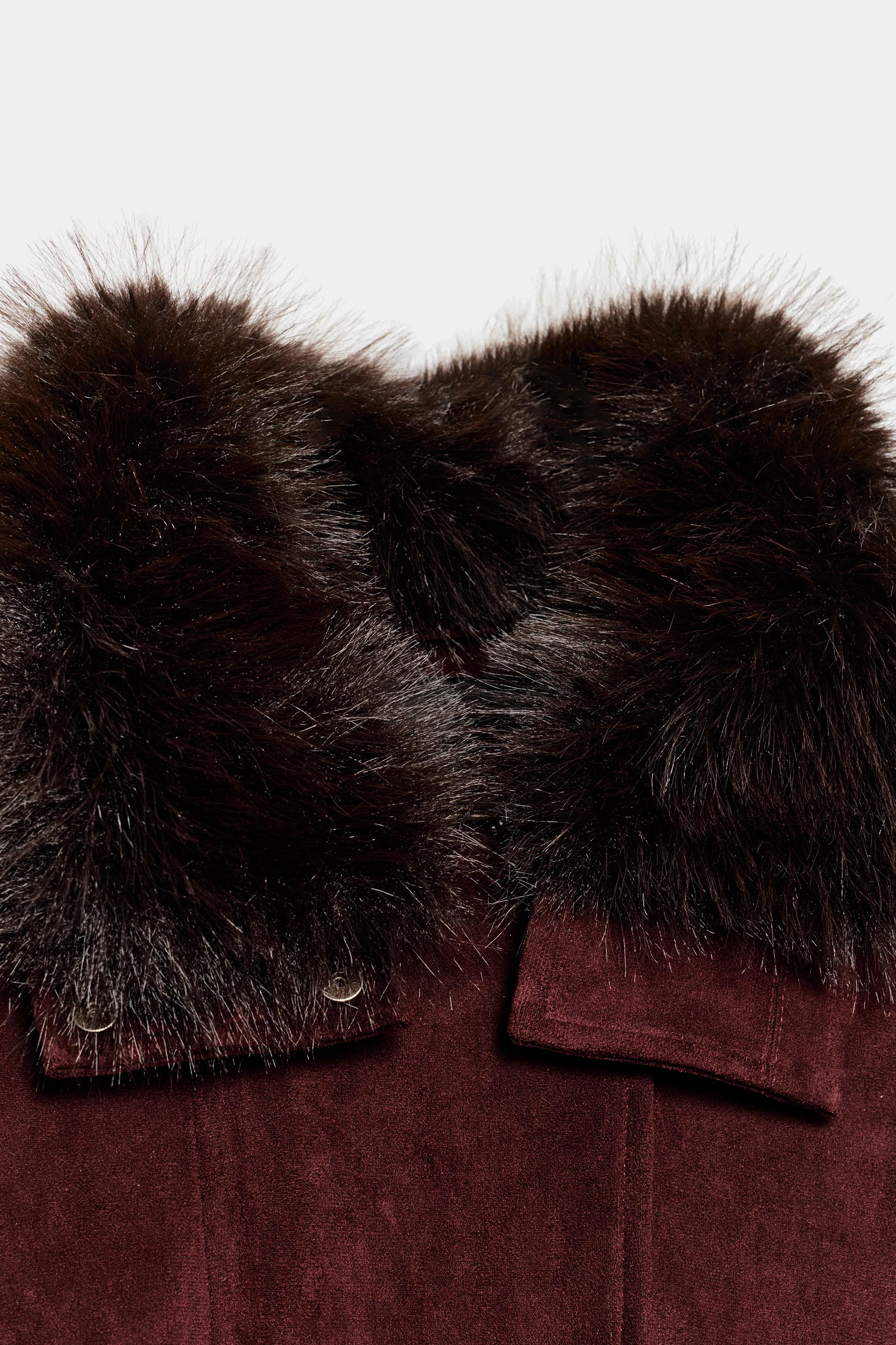 FAUX FUR COLLAR BELTED JACKET