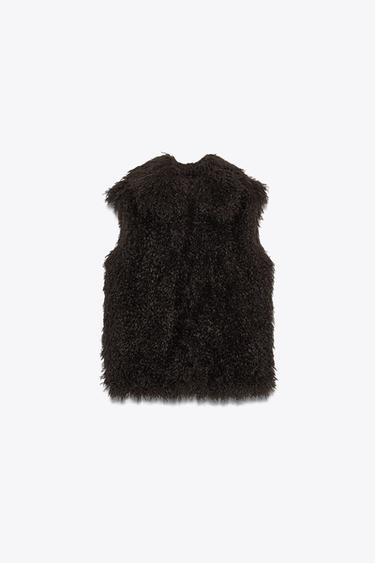 FAUX FUR GILET - Brown by Zara
