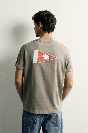 Zara REGULAR FIT POCKET T-SHIRT - Khaki