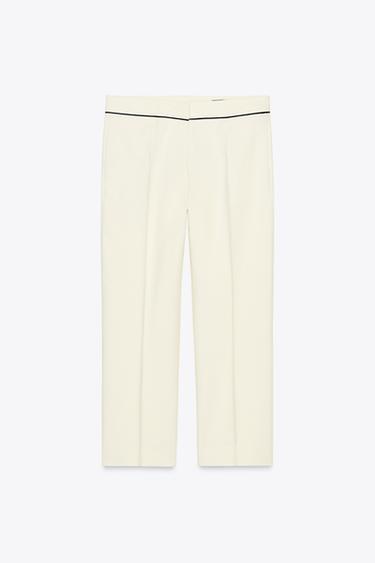 ZW COLLECTION TROUSERS WITH CONTRASTING TRIMS - Ecru by Zara - Image 3