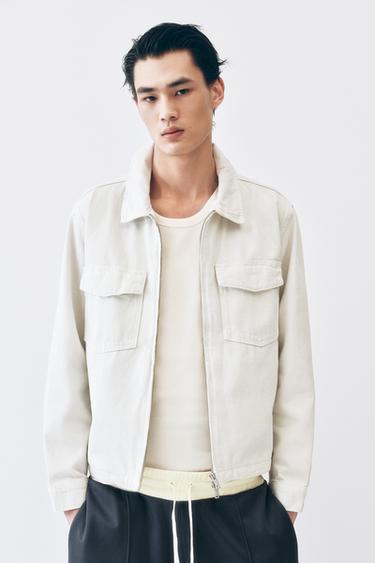 DENIM OVERSHIRT WITH ZIP - White by Zara