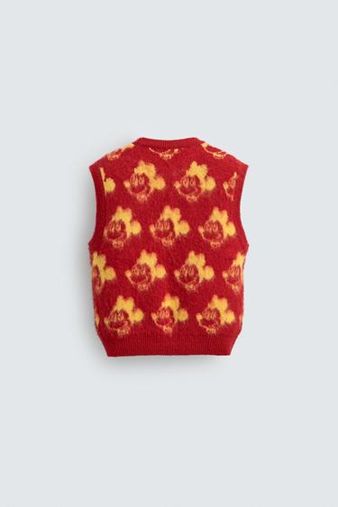 GILET EN MAILLE BROSSÉE MICKEY HARRY LAMBERT FOR ZARA X DISNEY - Rouge de Zara - Image 2