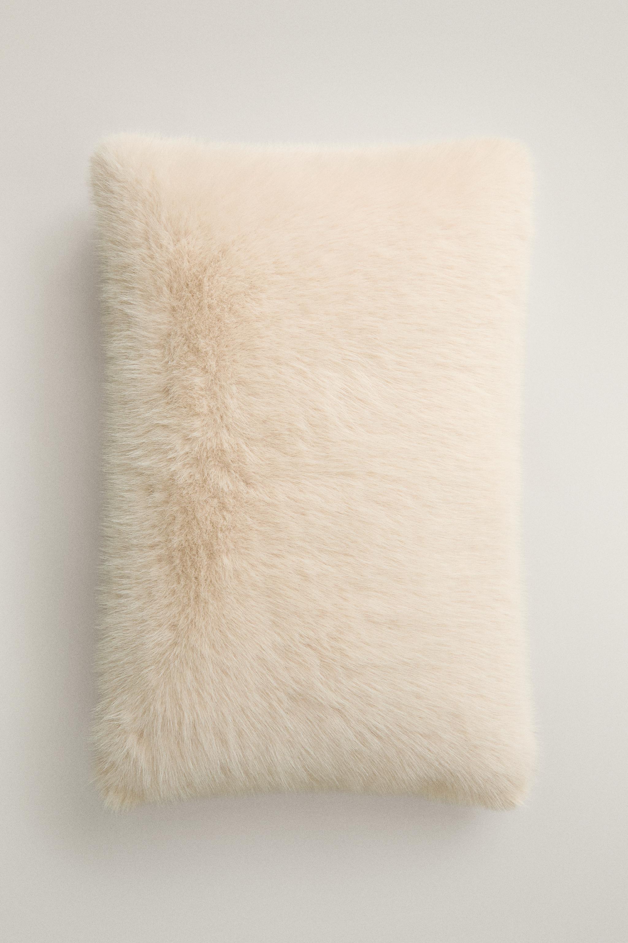 LONG FAUX FUR THROW PILLOW COVER