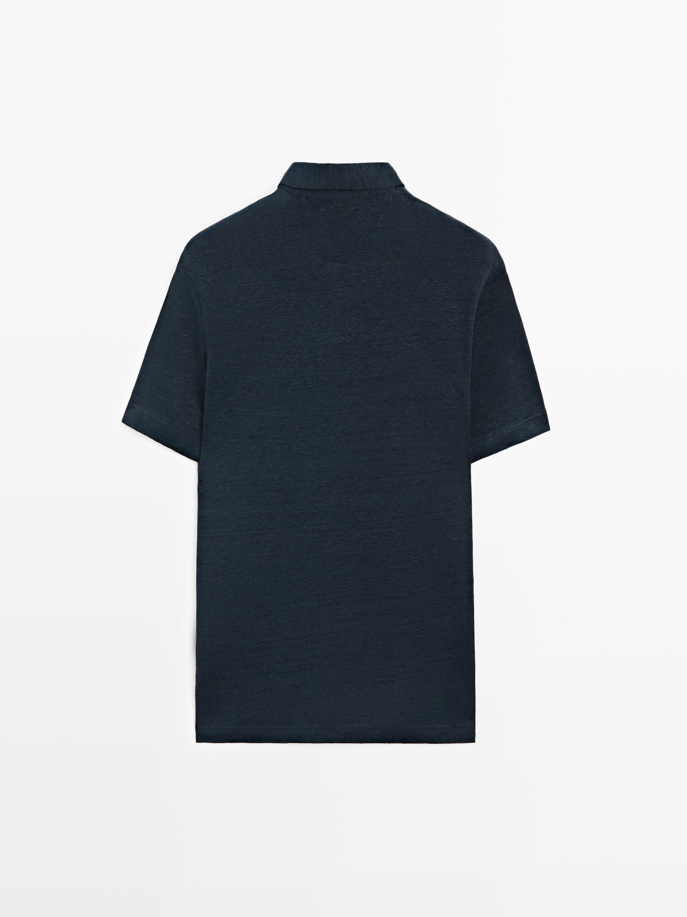 Polo 100 % lin à manches courtes