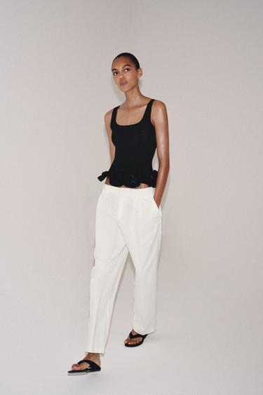 KNIT TOP WITH WAVY HEM - Black by Zara
