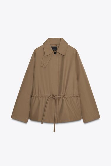 ZW COLLECTION SHORT PARKA WITH ADJUSTABLE WAIST - Brown / Taupe by Zara - Image 8