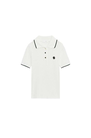 POLO CANNELÉ CONTRASTE ZA - Vert / Écru de Zara