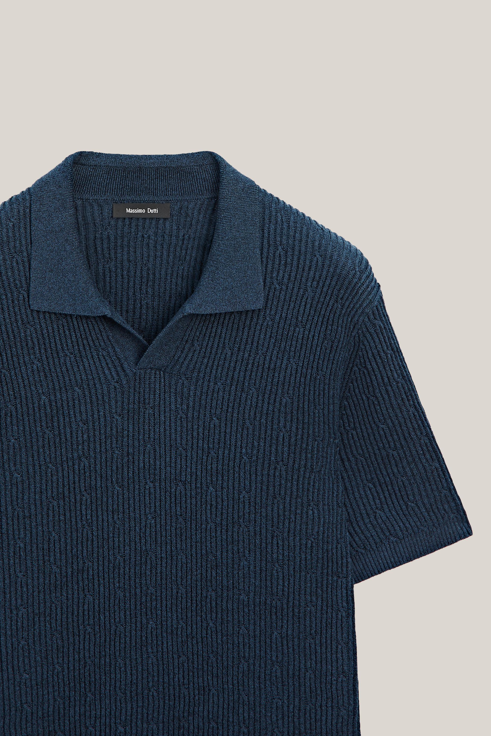 Pull polo en maille tressée