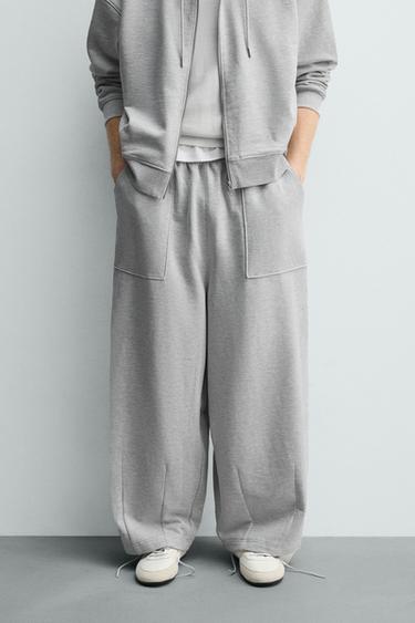 JOGGER-HOSE BALLOON FIT MIT PATCH - Grau meliert von Zara