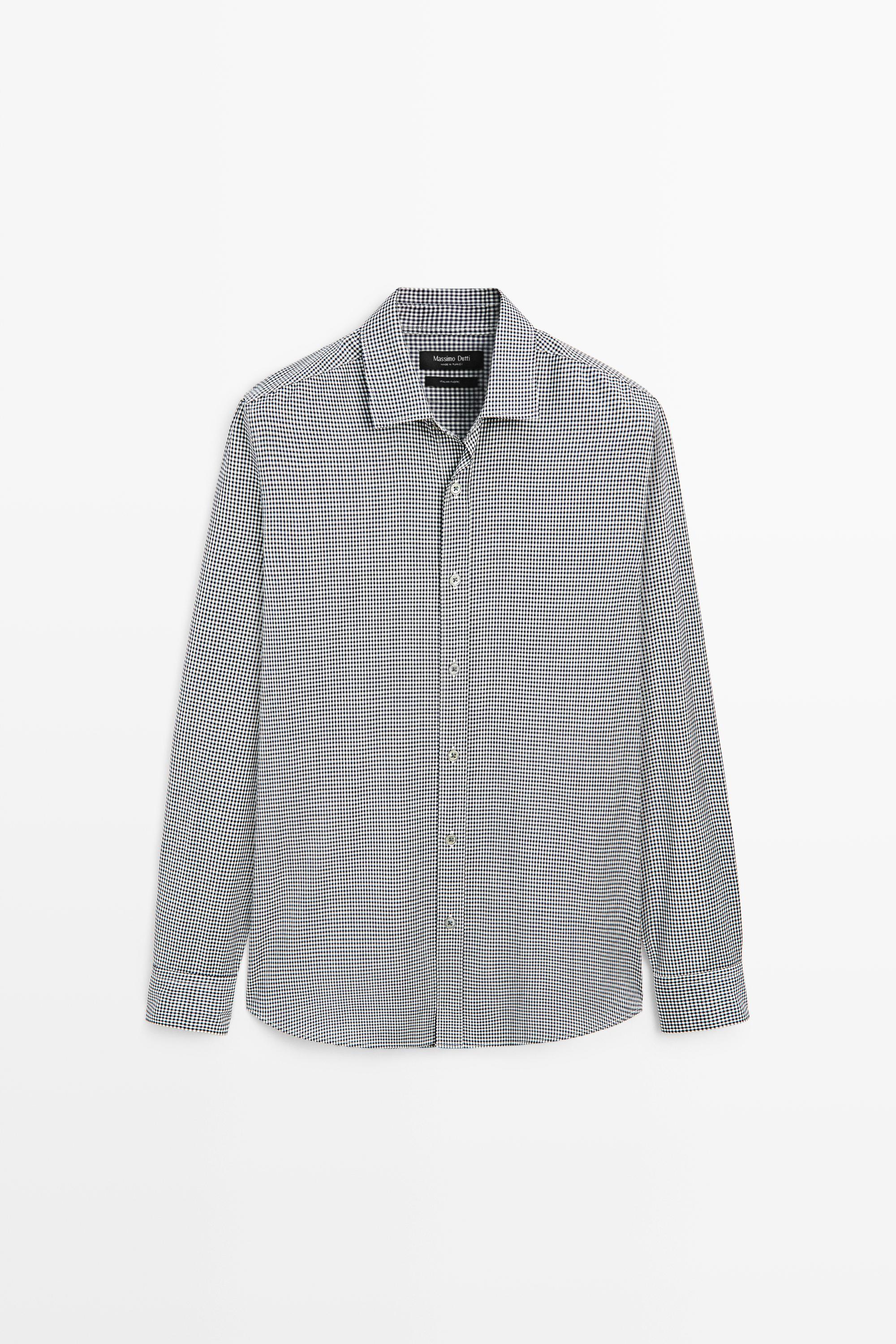 100% wool regular fit check shirt