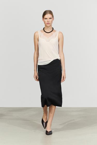 Zara Strappy lace-trimmed camisole top - Ecru - Image 0