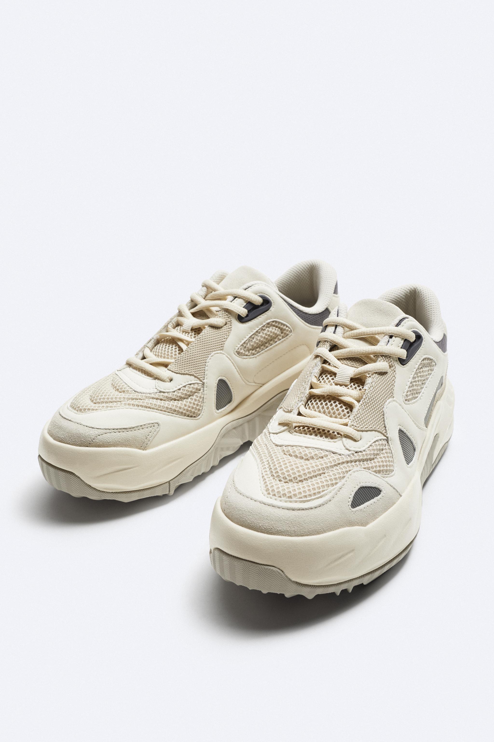 MULTI-PIECE CHUNKY RUNNING SHOES - Bone White | ZARA 