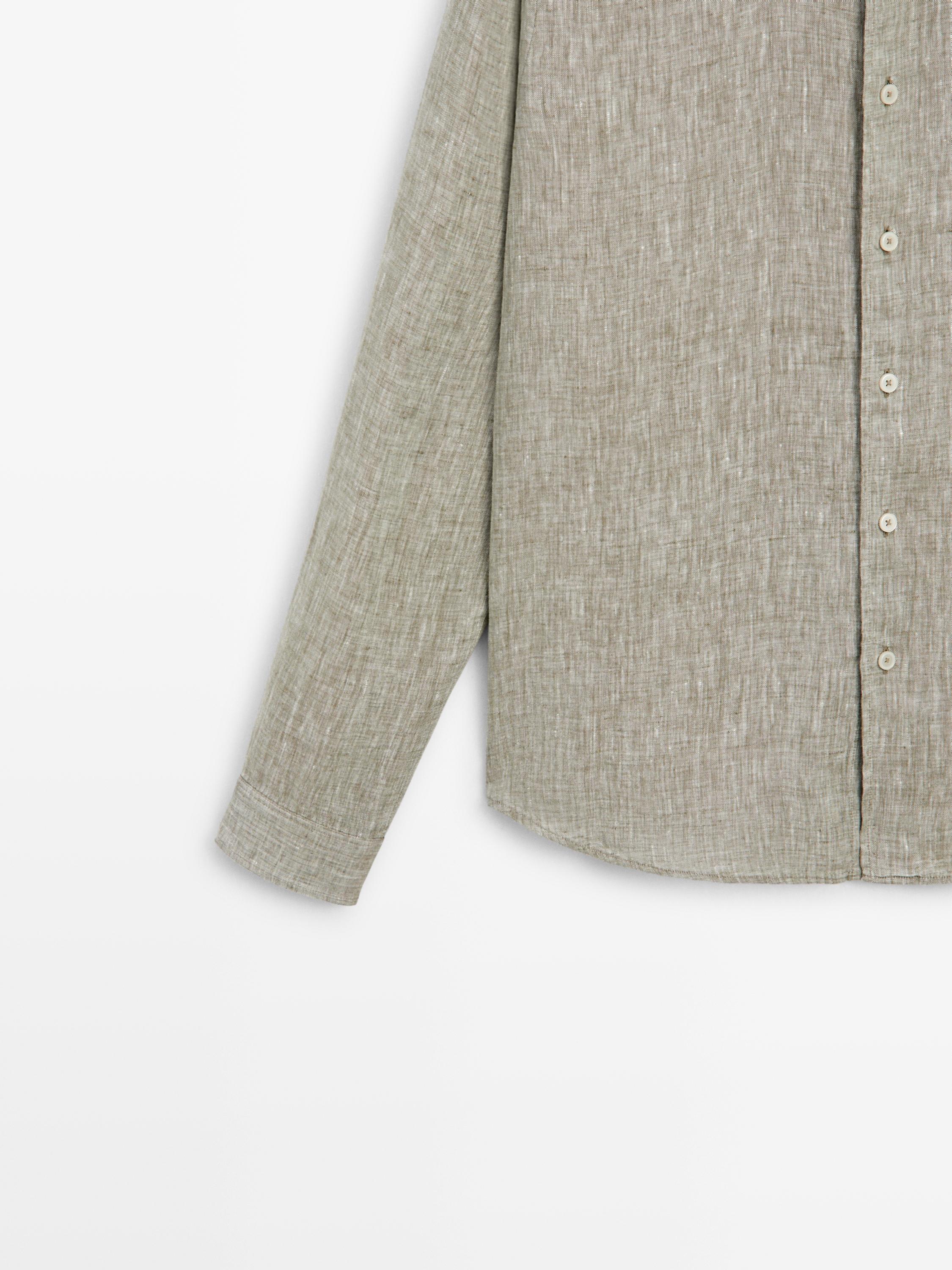 Regular fit linen shirt with pocket
