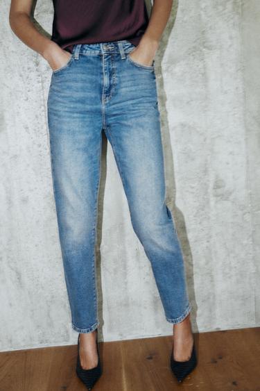 Z.01 MOM FIT HIGH-WAIST JEANS - Mid-blue by Zara