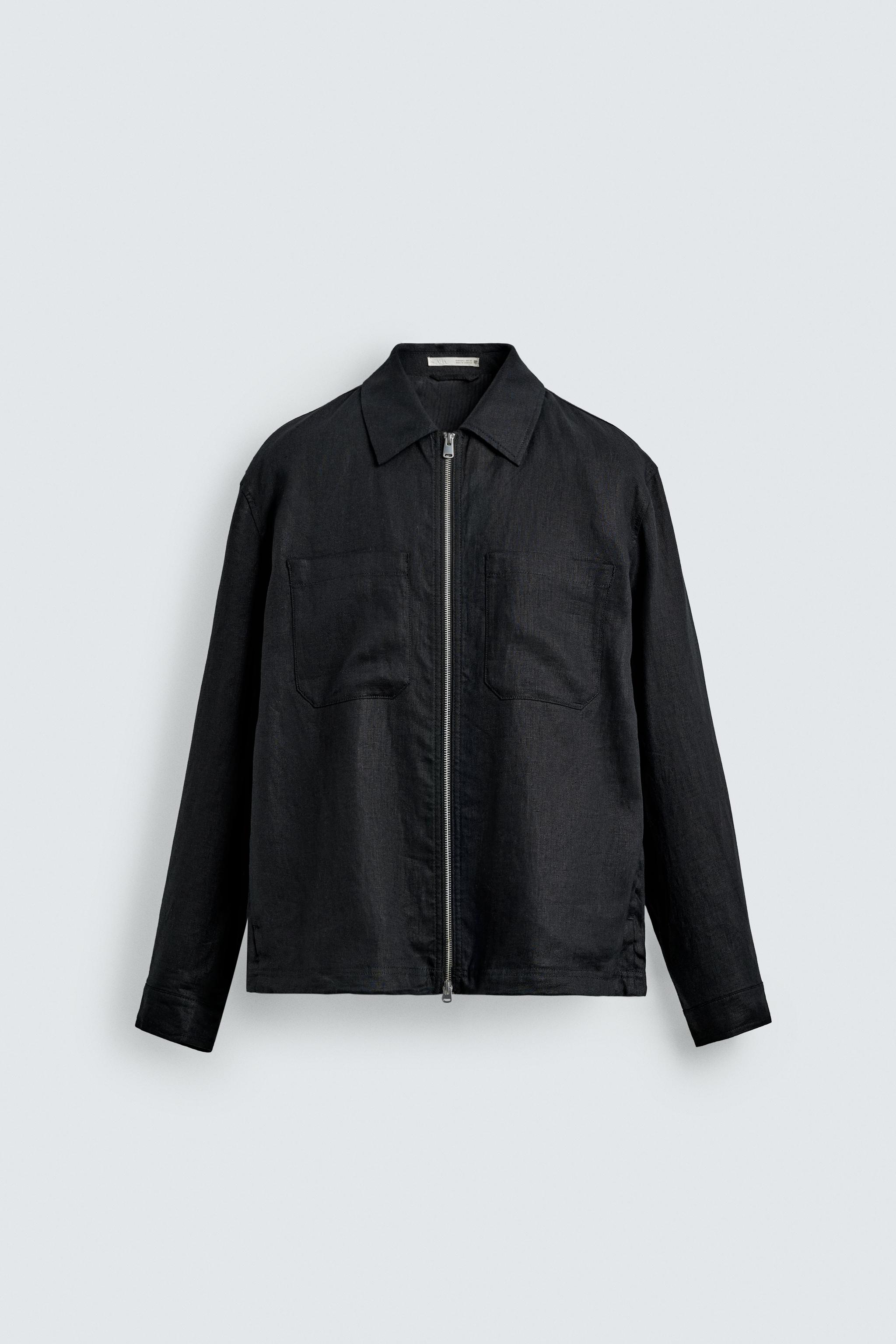 100% LINEN ZIPPER OVERSHIRT