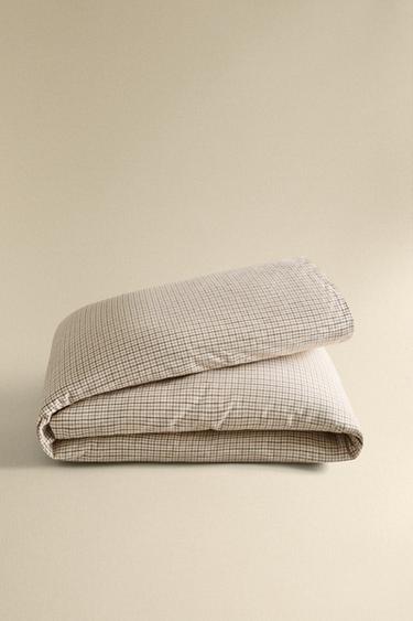 CHECK FLANNEL DUVET COVER - Ecru by Zara - Image 4
