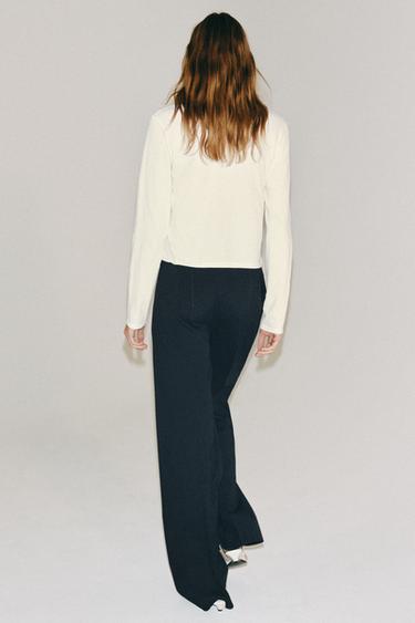 PANTALON TAILLE HAUTE AVEC LAINE ZW COLLECTION - Bleu marine foncé de Zara - Image 4
