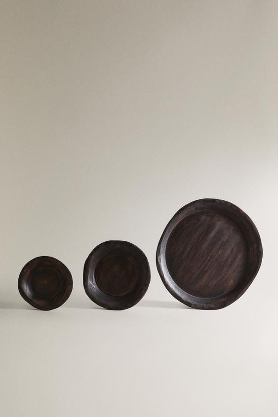 Zara IRREGULAR ROUND TRAY - 巧克力色 - 圖片 0