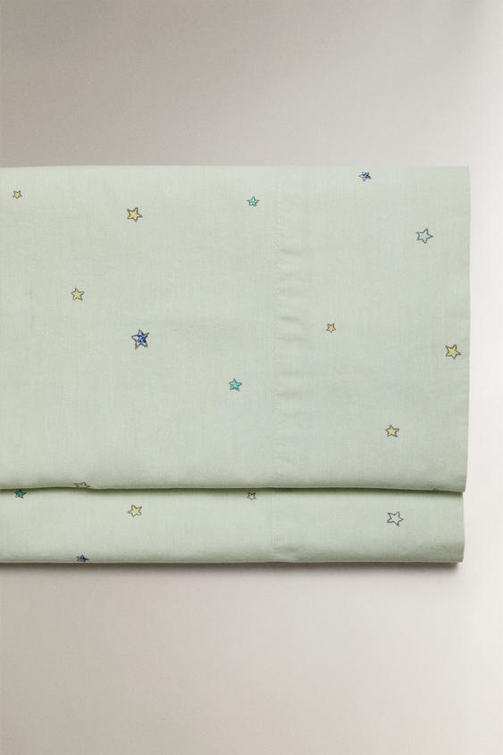 LENÇOL DE CIMA INFANTIL ALGODÃO ESTRELAS - Verde-claro da Zara - Imagem 0