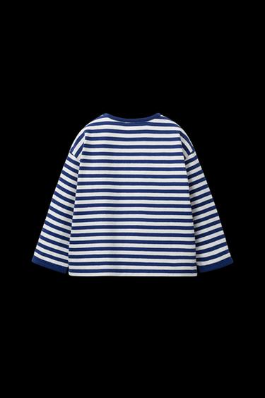 CAMISETA RAYA TEJIDA HEAVY WEIGHT PARCHE CORAZÓN - Marino de Zara