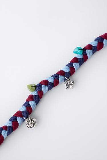COLLIER TRESSÉ PENDENTIFS FLEURS - Bleu encre de Zara - Image 2