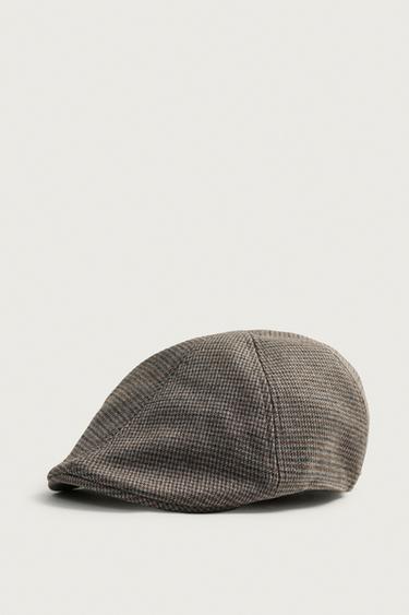 HOUNDSTOOTH STRUCTURED BERET - Brown by Zara