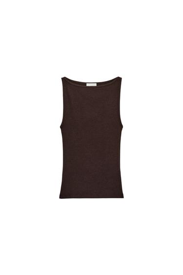MINIMALIST SLEEVELESS TOP - Chocolate by Zara