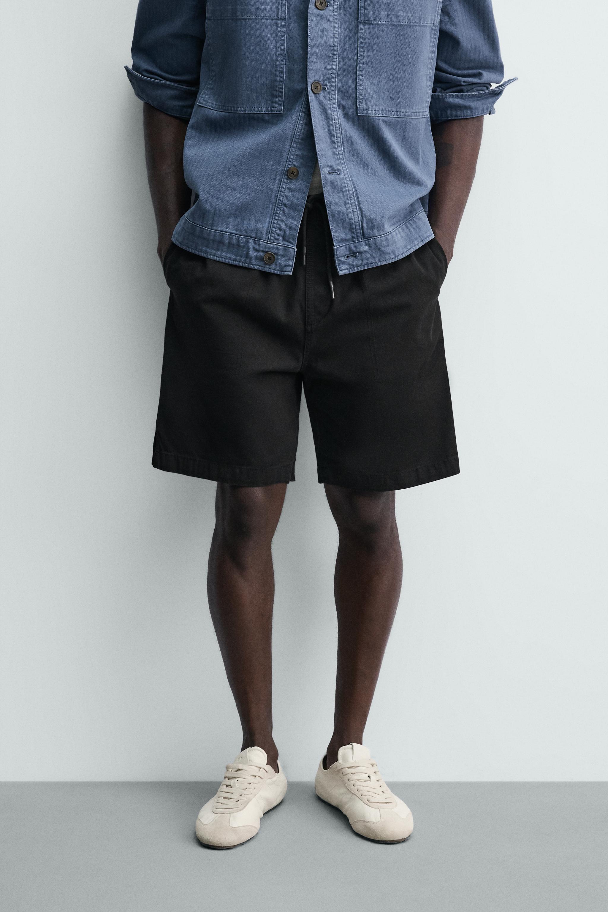 WASHED RELAXED FIT SHORTS — Black