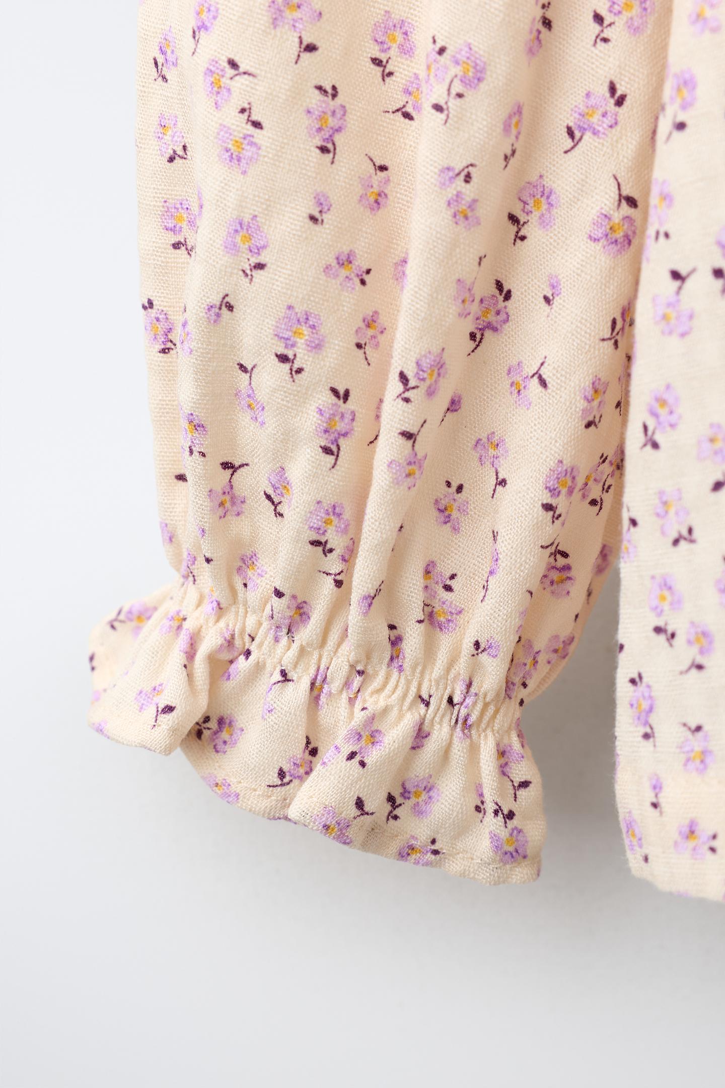 Детская рубашка Zara Floral Print, цвет: Экрю — фото 4