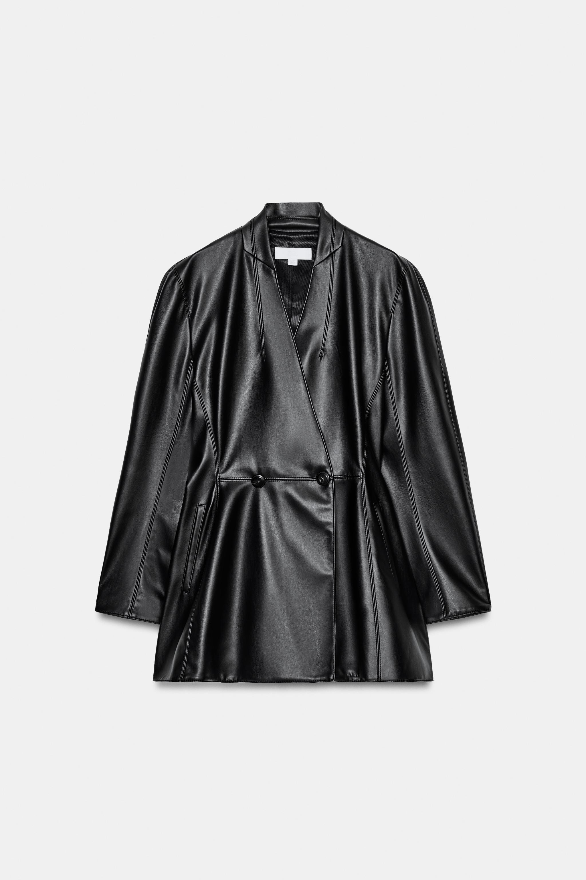 FITTED FAUX LEATHER BLAZER - Black | ZARA United States FITTED FAUX LEATHER BLAZER - Black | ZARA United States