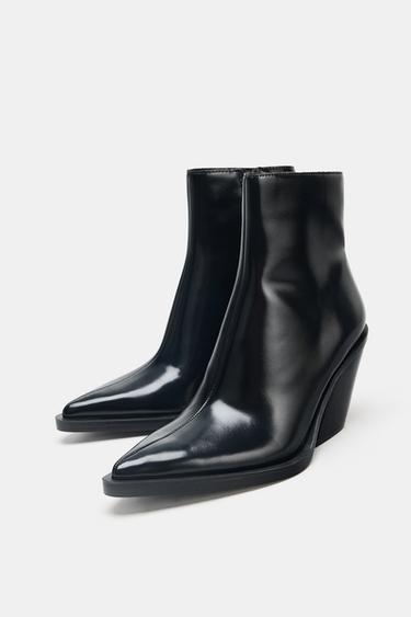 BOTTINES À TALONS COW-BOY - Noir de Zara - Image 3
