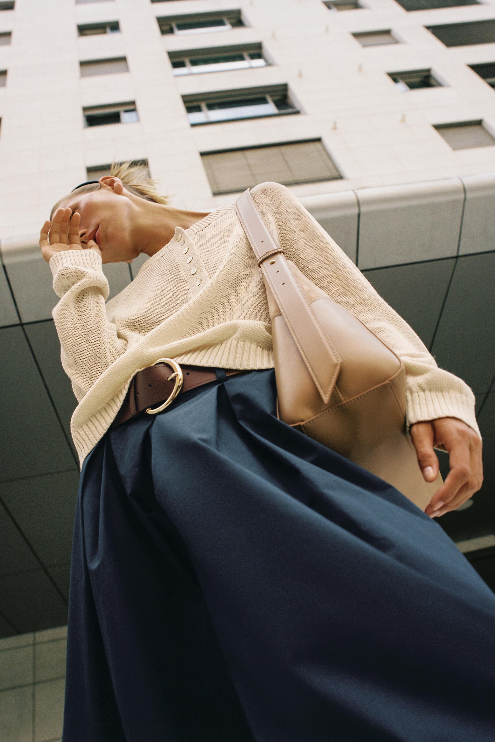 BUTTON-UP KNIT JUMPER — Ecru