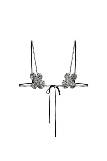 FLORAL RHINESTONE BRA TOP