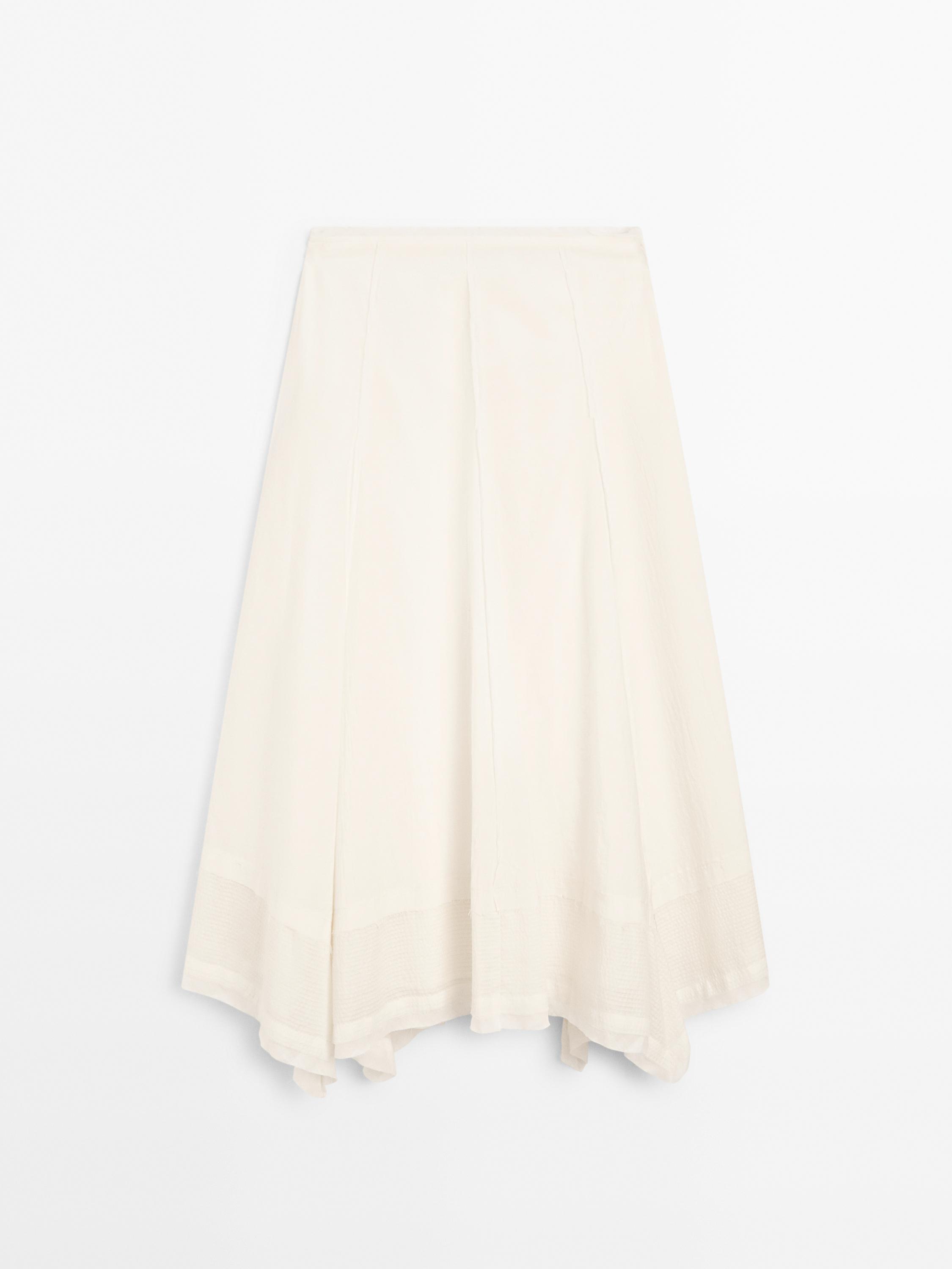 Jupe midi en coton mélangé avec coutures