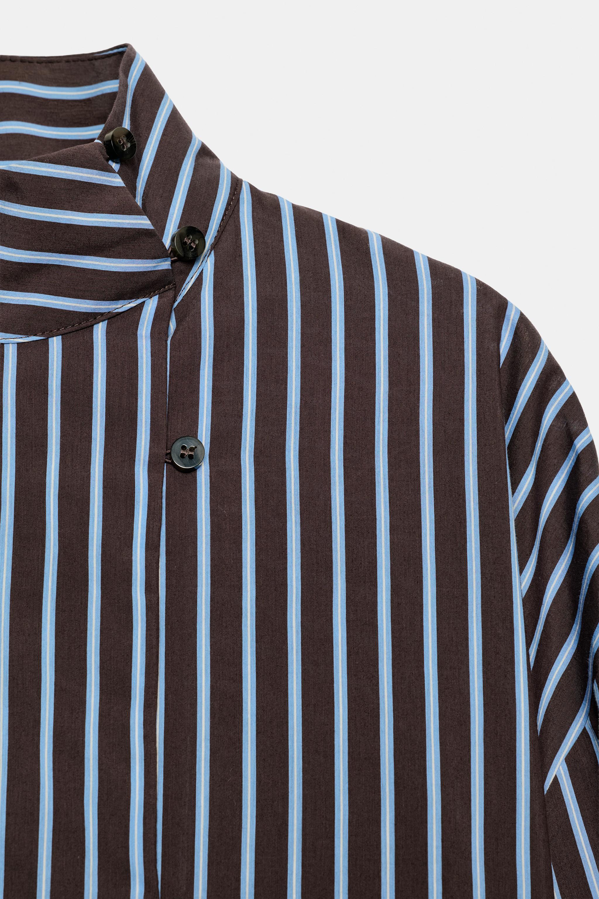 STRIPED HIGH-NECK SHIRT