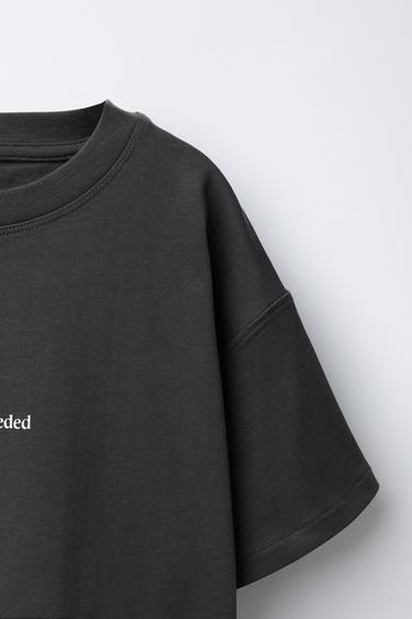 SLOGAN PRINT T-SHIRT - Anthracite grey by Zara - Image 3