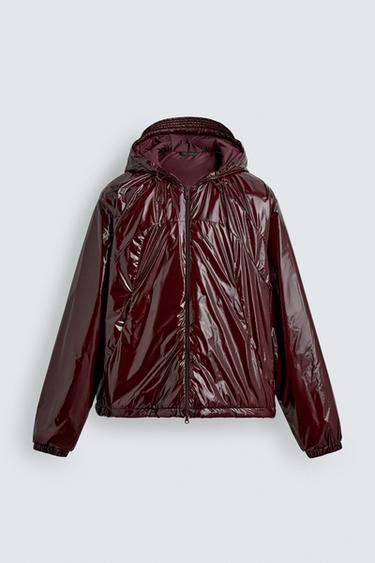 WATER-REPELLENT SHINY QUILTED JACKET - Burgundy by Zara