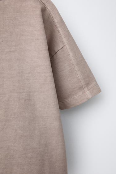 GARMENT DYE CUT-OUT T-SHIRT - Light beige by Zara - Image 3