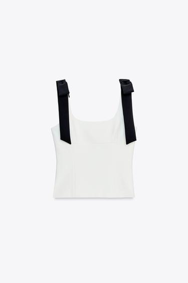 TOP ELÁSTICO LAZOS - Blanco de Zara